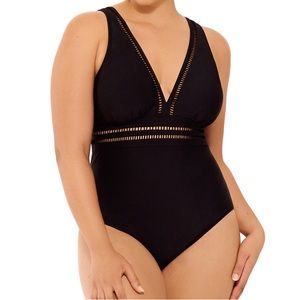 Freshwater Women’s Plus D-Cup Ladder
Trim One-Piece Swimsuit Black New s…